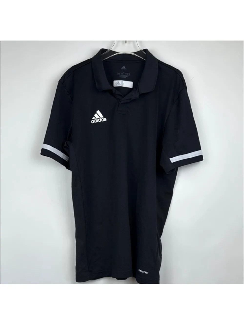 Adidas Aeroready Mens Golf Tennis Polo Black Short Sleeve Size Large